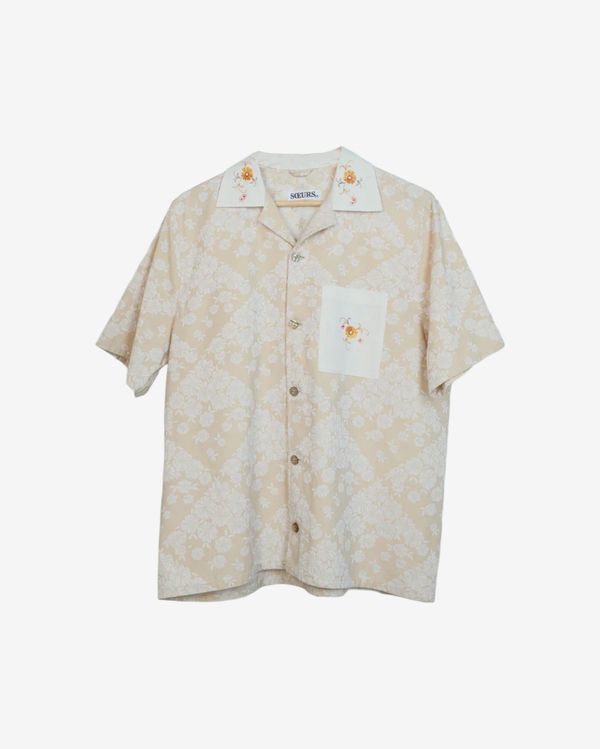 Рубашка с Цветами на Карманах белая - фото 1