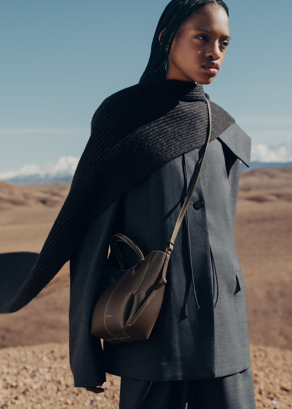 POLENE СУМКА CYME TOTE NANO, ЭКРЮ/ЧЕРНЫЙ