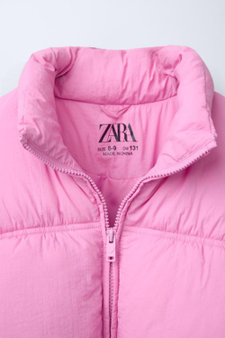 ZARA СТЕГАНАЯ КУРТКА, РОЗОВЫЙ