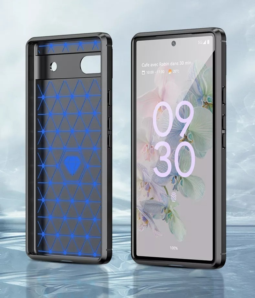 Красный защитный чехол в стиле карбон для Google Pixel 6A, серии Carbon от Caseport