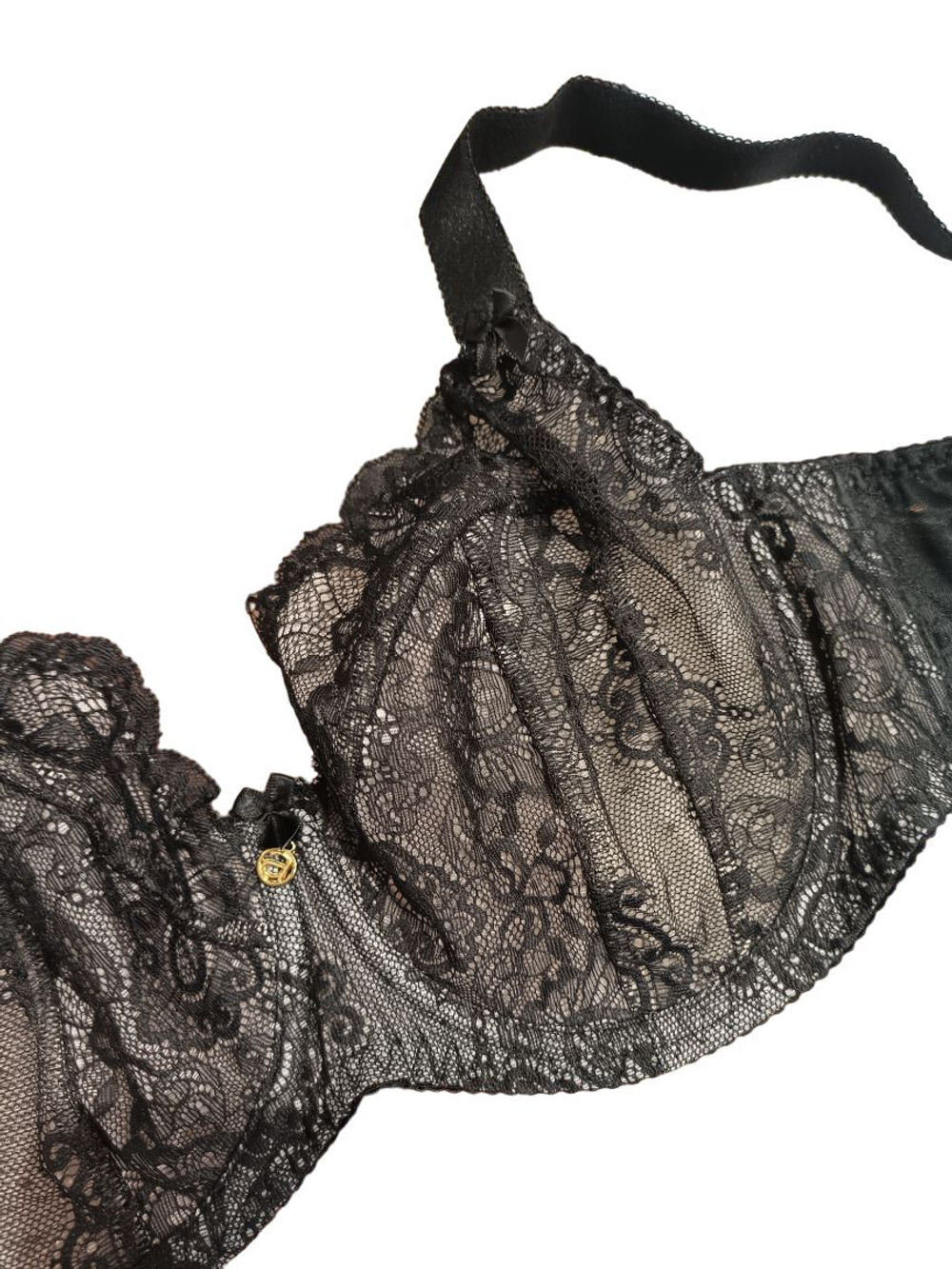 Бюстгальтер на косточках с кружевными мягкими чашками (Размер: 85F) (Цвет: черный)
