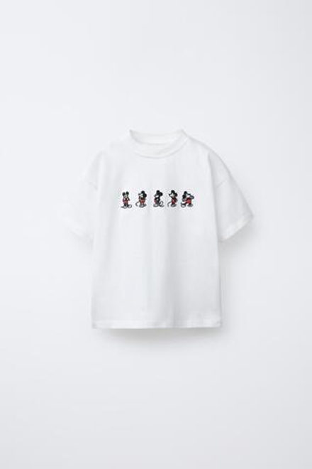 ZARA ФУТБОЛКА С ВЫШИВКОЙ «МИККИ МАУС» © DISNEY, БЕЛЫЙ
