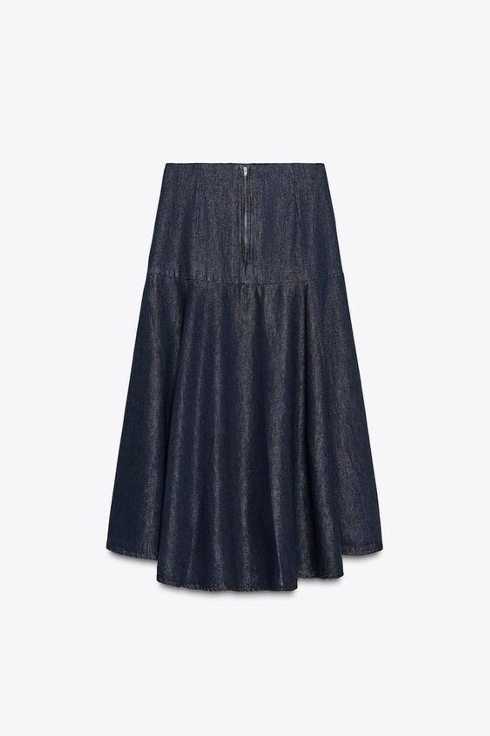 ZARA ДЖИНСОВАЯ ЮБКА-МИДИ ZW COLLECTION, СИНИЙ