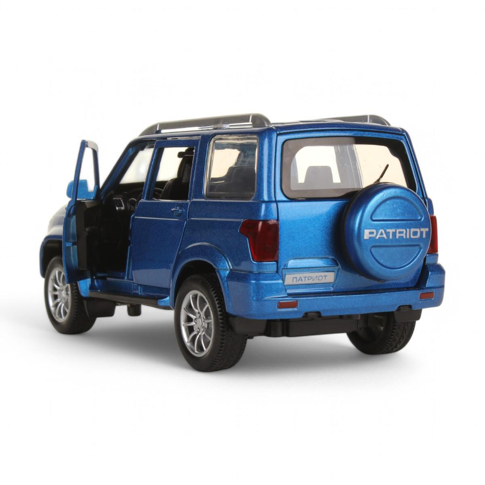 Модель ин. мет. "УАЗ Patriot" 17,8см, свет-звук, двери, син, в коробка PATRIOT-124SL-BU (Технопарк)