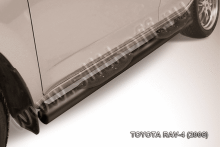 Пороги стальные Toyota Rav-4 (2005-2010) d76 с проступями (черные)