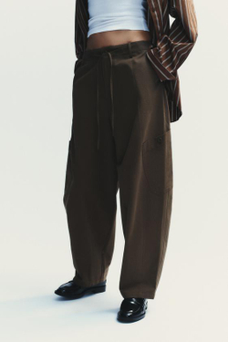 ZARA БРЮКИ-БАЛЛОНЫ КАРГО, КОРИЧНЕВЫЙ