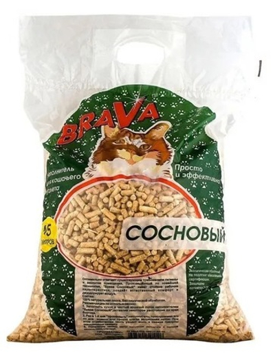 BraVa наполнитель сосновый для кошек, 15л