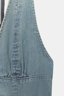 ZARA МИНИ-ПЛАТЬЕ ХАЛТЕР, СИНИЙ