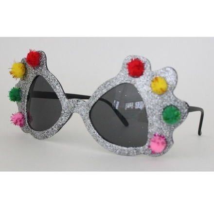 Очки карнавальные "С бомбошками" Серебро