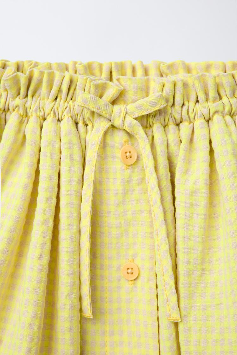 ZARA ЮБКА-ШОРТЫ В КЛЕТКУ ВИШИ, НЕОНОВО-ЖЕЛТЫЙ