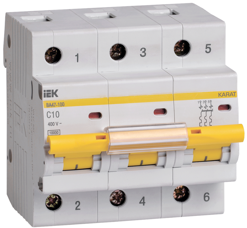 KARAT Автоматический выключатель ВА47-100 3P C 10А 10кА IEK