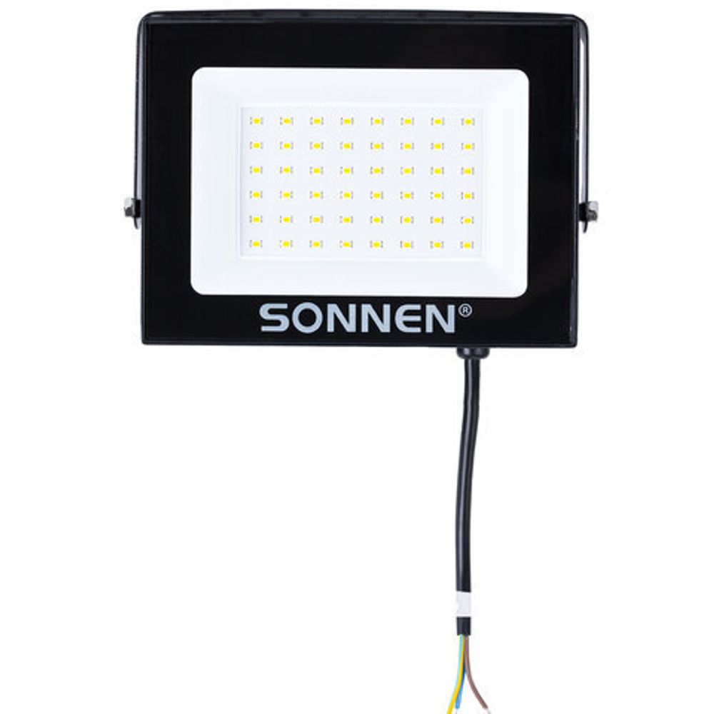 Прожектор светодиодный 50 Вт, 6500 К, 4000 Лм, 50 м2, IP65, 176x123x26 мм, черный, SONNEN, 238414
