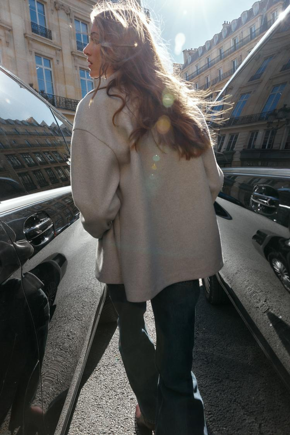 ZARA МЯГКОЕ ДВУБОРТНОЕ ПАЛЬТО, СВЕТЛО-БЕЖЕВЫЙ