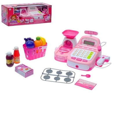 Касса с чеком и аксессуарами, розовая
