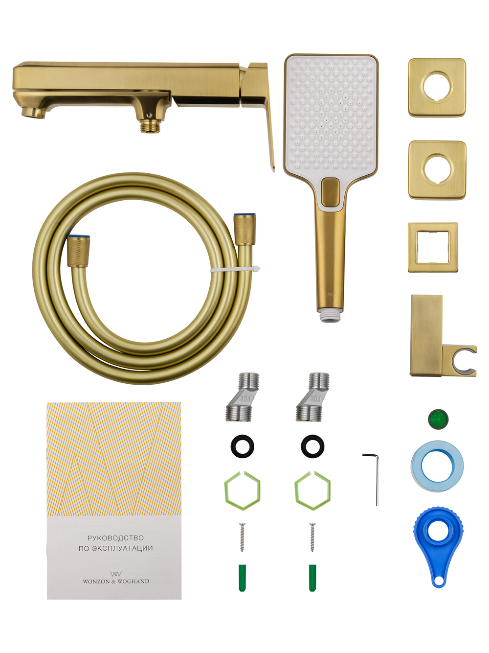 Смеситель для ванны с душем WONZON & WOGHAND DIAMOND, Брашированное золото (WW-88639011-BG)