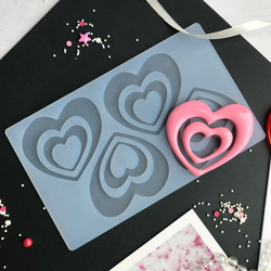 Силиконовый мат для отливки шоколада «Двойные сердечки»