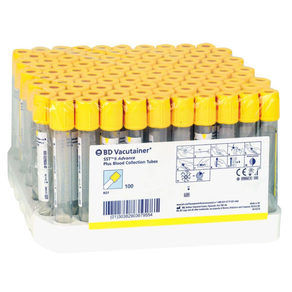 Пробирка вакуумная Vacutainer 8,5 мл с пробкой Гемогард 100 шт 367953