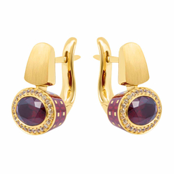 Серьги с Гранатами и Желтыми Сапфирами, Эмаль, E0177-72/8