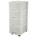 Комод Keeplex Ajur с ящиками на колесиках четырехсекционный компакт 37х30х69см белое облако