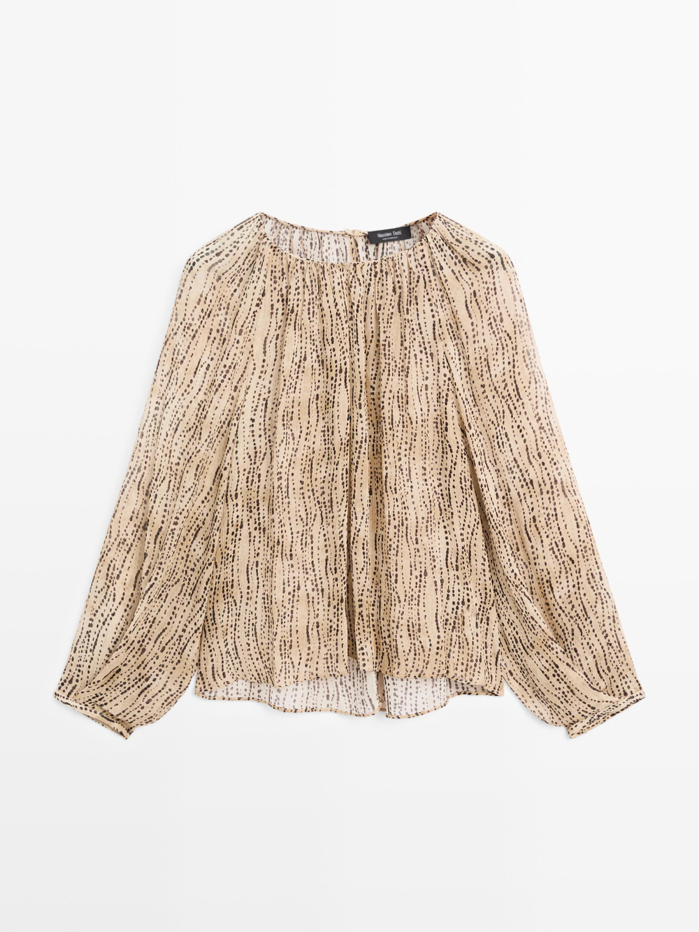 Massimo Dutti Полупрозрачная драпированная блузка, каменно-серый