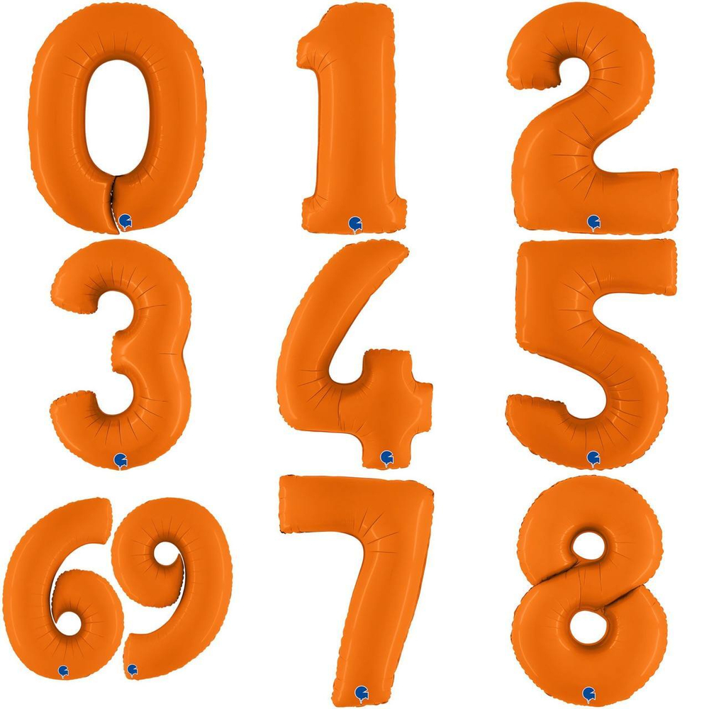 Фольгированные цифры 102 см с гелием (оранжевый - сатин)