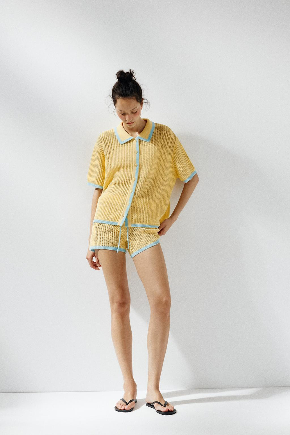 ZARA КАРДИГАН ПОЛО, СВЕТЛО-ЖЕЛТЫЙ