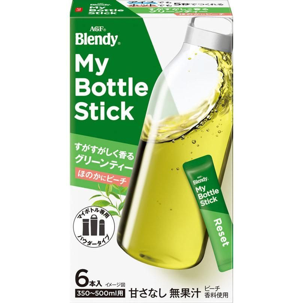 Напиток чайный AGF Blendy My Bottle Stick растворимый, ароматный зелёный чай, 6x2 г
