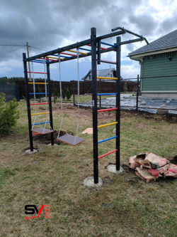 Монтаж уличной шведской стенки Sv Sport Рукоход (4 вертикальных столба)