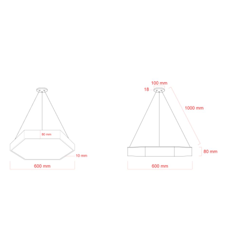 Светильник LED ЭРА Geometria SPO-121-B-40K-038 Hexagon 38Вт 4000K 4000Лм IP40 600*80 черный подвесной драйвер внутри | Декоративные светильники Geometria