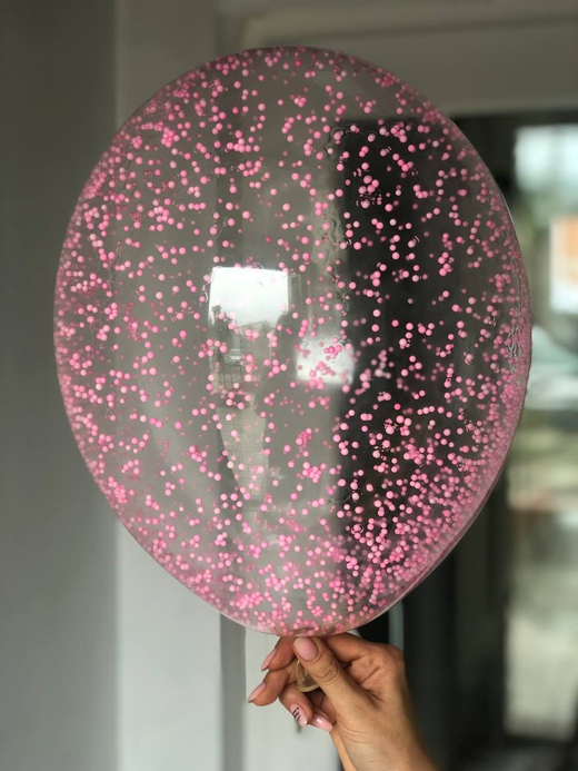 Воздушный шар с наполнением конфетти снег/пенопласт розовый ПАЛИТРА №4163