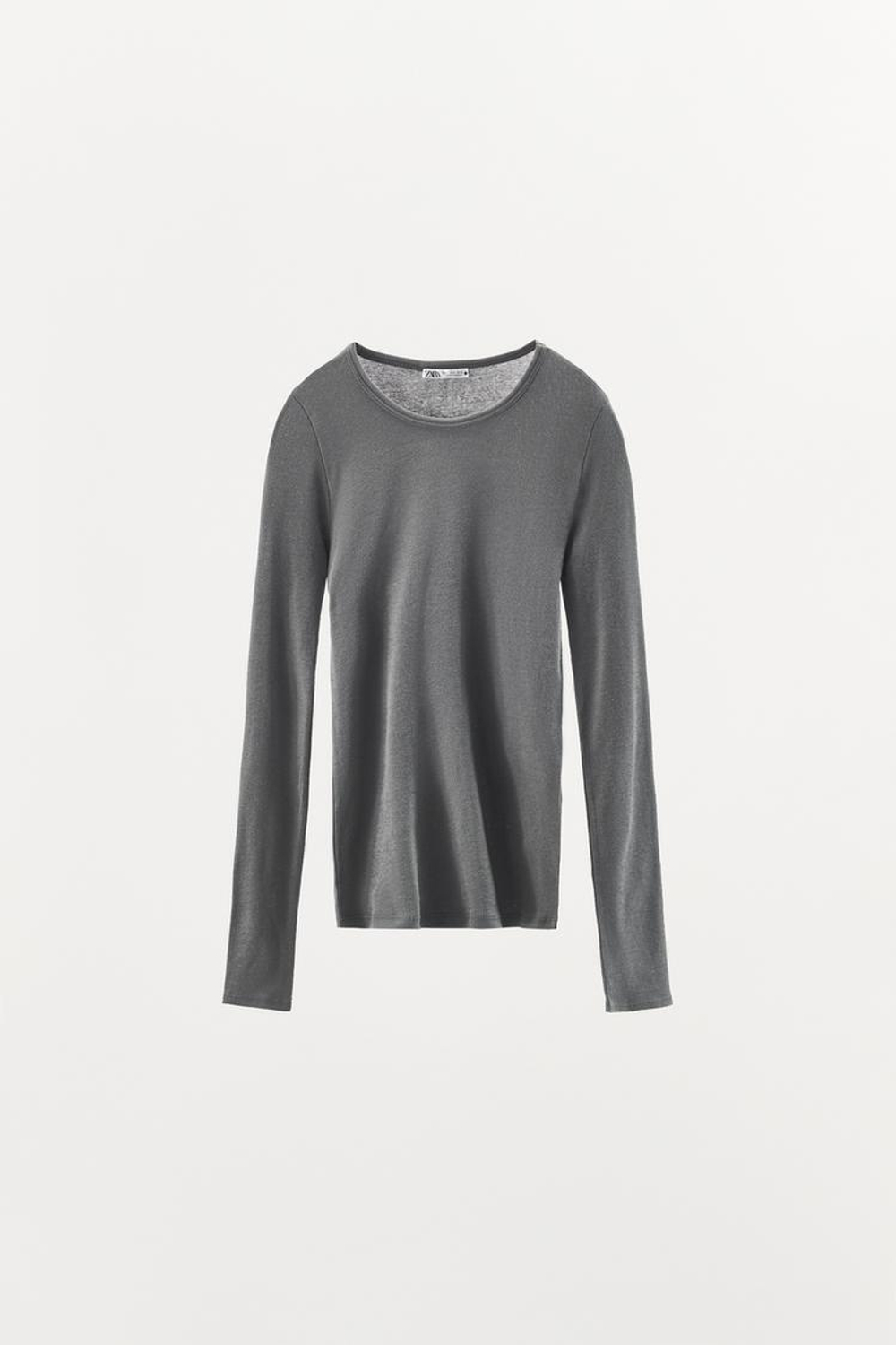 ZARA ФУТБОЛКА ИЗ ХЛОПКА, СЕРЫЙ