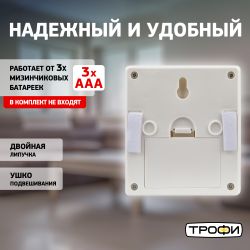Светодиодный фонарь подсветка Трофи SB-102 пушлайт, [СОВ, 3хААА, белый, 1шт в пакете] | Подсветка, пушлайты