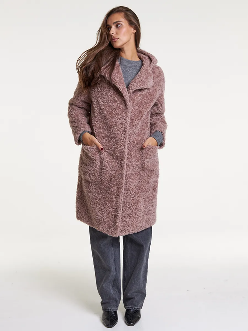 Шуба из овечьей шерсти, сиреневая, SilverFox