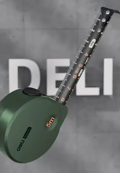 Рулетка "Home Series Green" Deli HT8519L 5мх19мм (Эксклюзивный дизайн, корпус из софттач пластика, противоскользящая резиновая вставка, подарочная упаковка)