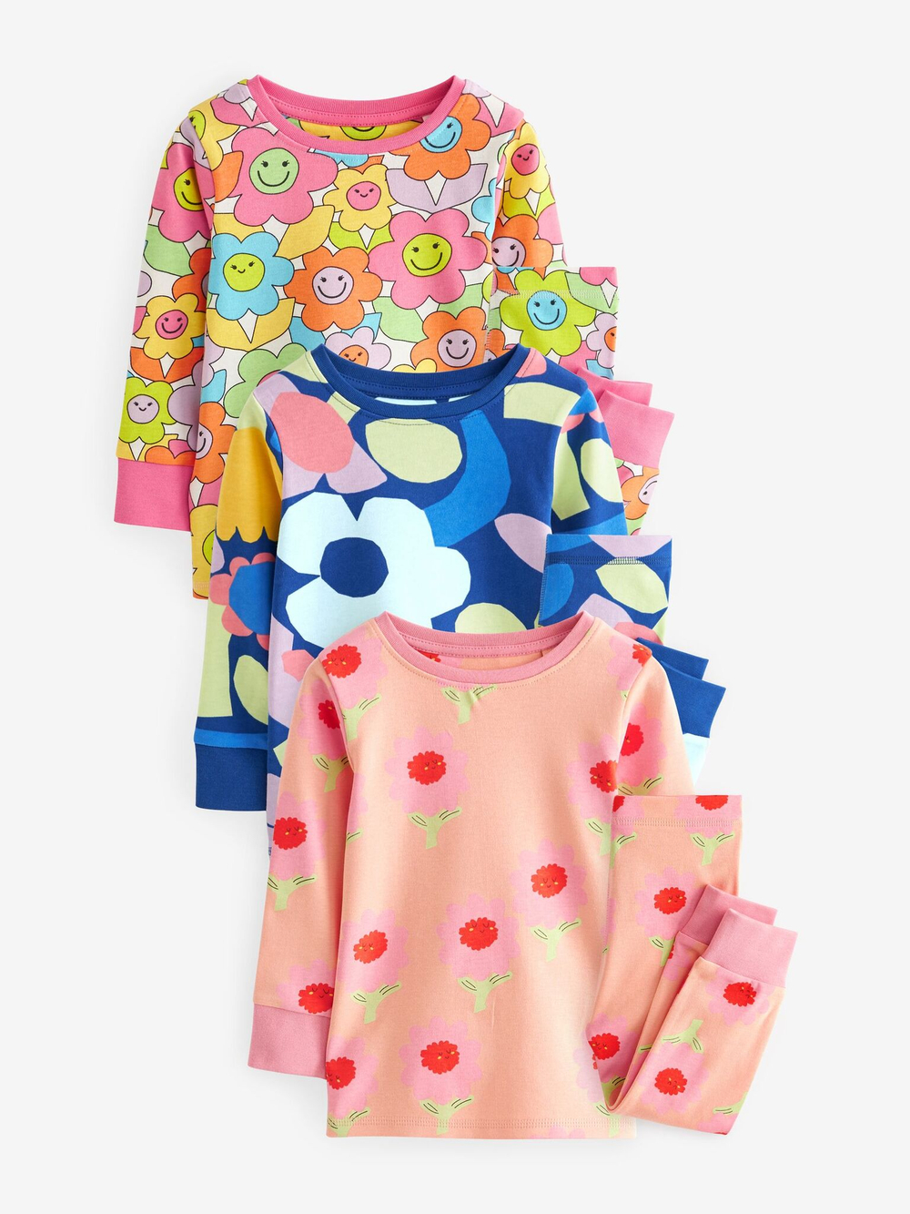 Пижама для девочки Next 617-945, 3 шт., Розовый, Синий