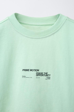 ZARA СПОРТИВНАЯ ФУТБОЛКА С ТЕКСТОМ И ЭТИКЕТКОЙ, МЯТНЫЙ