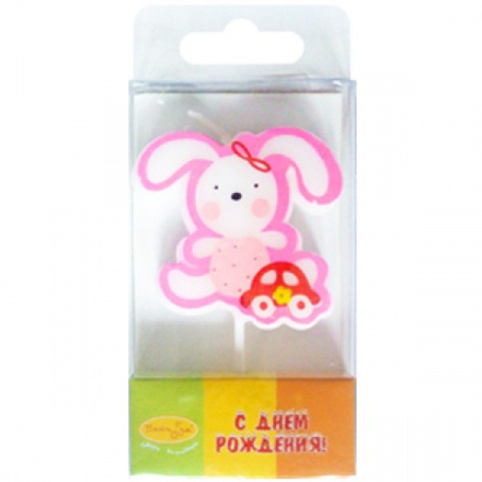 РАСПРОДАЖА Свеча Фигурная Зайка розовый 4см.