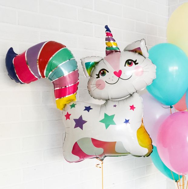 AN Шар фигураКОТ P35 Кошка радужная (единорог) 31"/78CM W X 28"/71 1шт (БГ-39)
