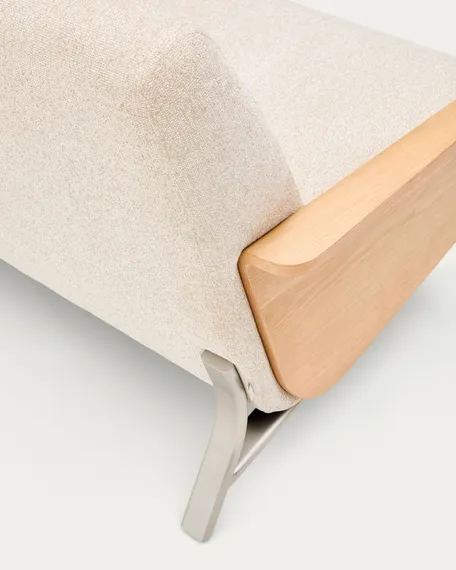 Двухместный диван Amsen, бежевый с подлокотниками из шпона дуба