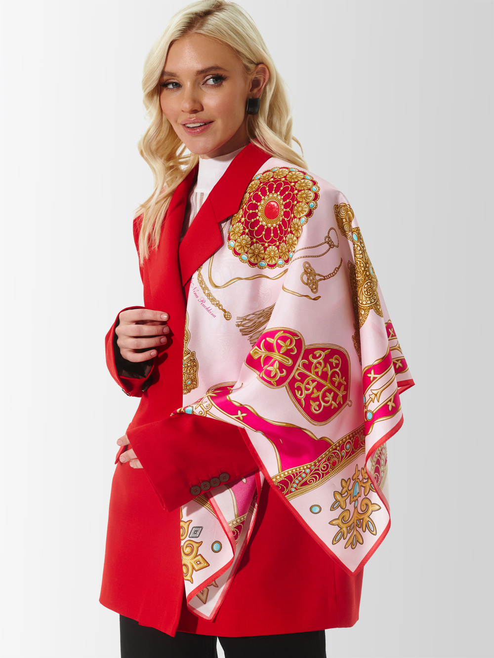 Платок «Горянка» 100% шёлк розовый