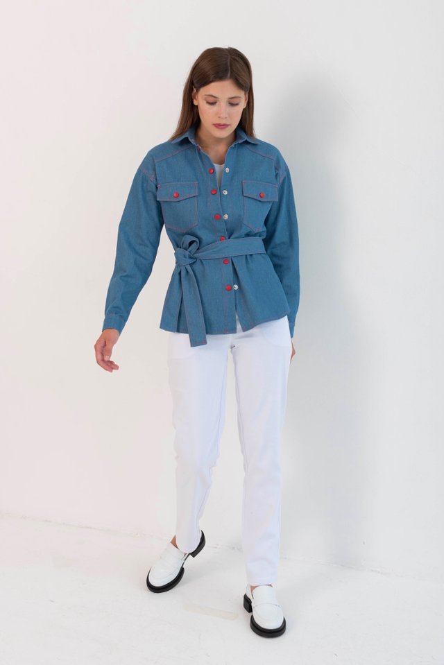 Джинсовая рубашка  из хлопка