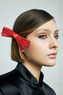 Бант "Стрекоза" красный с декором