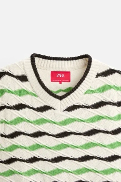 ZARA X HARRY LAMBERT ЖИЛЕТ В ПОЛОСКУ, ЭКРЮ