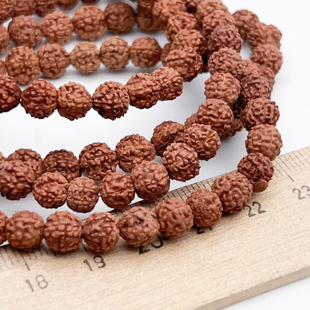 Рудракша бусины, размер около 6-6,5 мм, цена за 14-15 шт (1/4 нити)