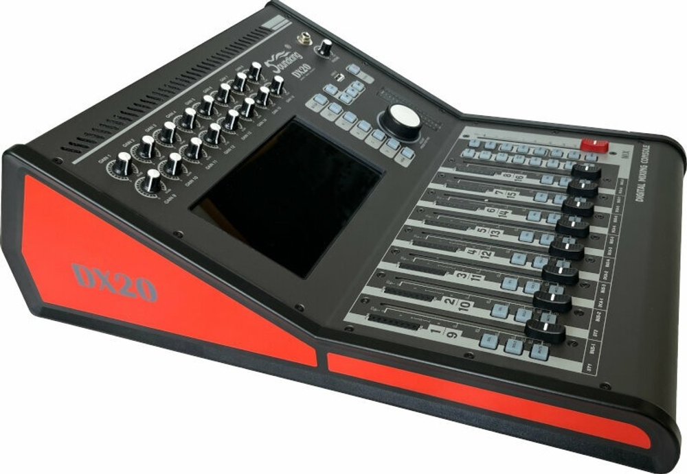 Soundking DX20 Микшер, 20 каналов. Полнофункциональный компактный цифровой микшерный пульт. 20 каналов. Размеры: 147,3 х 353 х 470,3 мм. Вес: 6,5 кг.