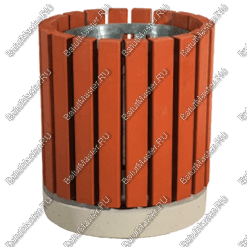 УРНА ДЕРЕВЯННАЯ, КРУГЛАЯ, НА БЕТОННОМ ОСНОВАНИИ