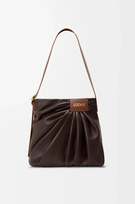 Loewe Сумка-тоут Draped из мягкой овечьей кожи наппа, темно-каштановый