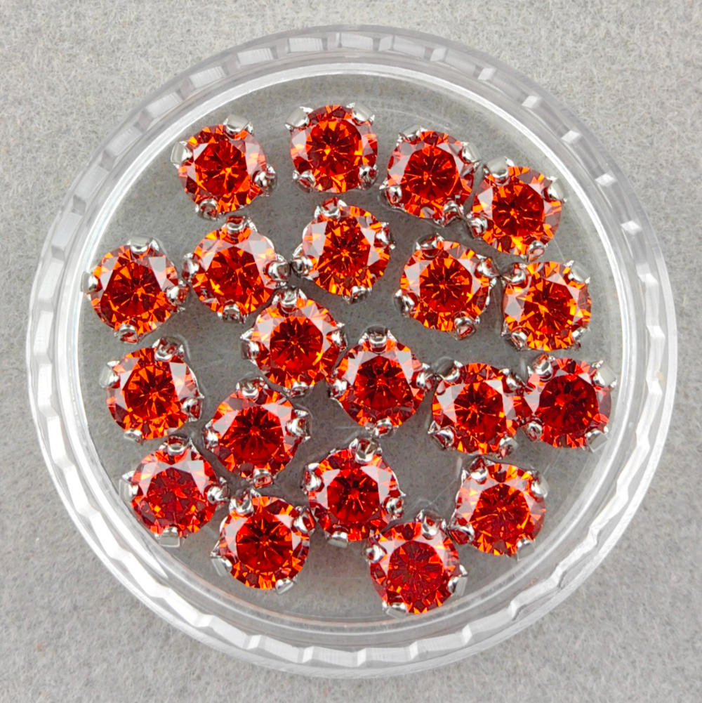 Фианиты шатоны в оправах, Orange/Rhodium