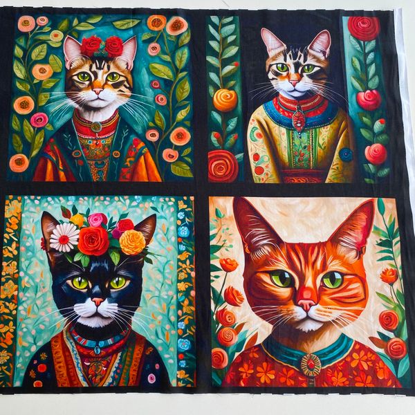 КОТЫ И КОШКИ, купон из 8 картинок, 100% хлопок 3
