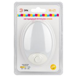 Ночник - светильник светодиодный ЭРА NN-623-SW-W в розетку с выключателем белый